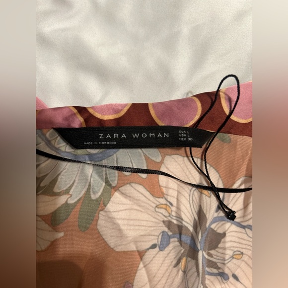 Zara Flower print silky blouse multi color - Picture 2 of 4